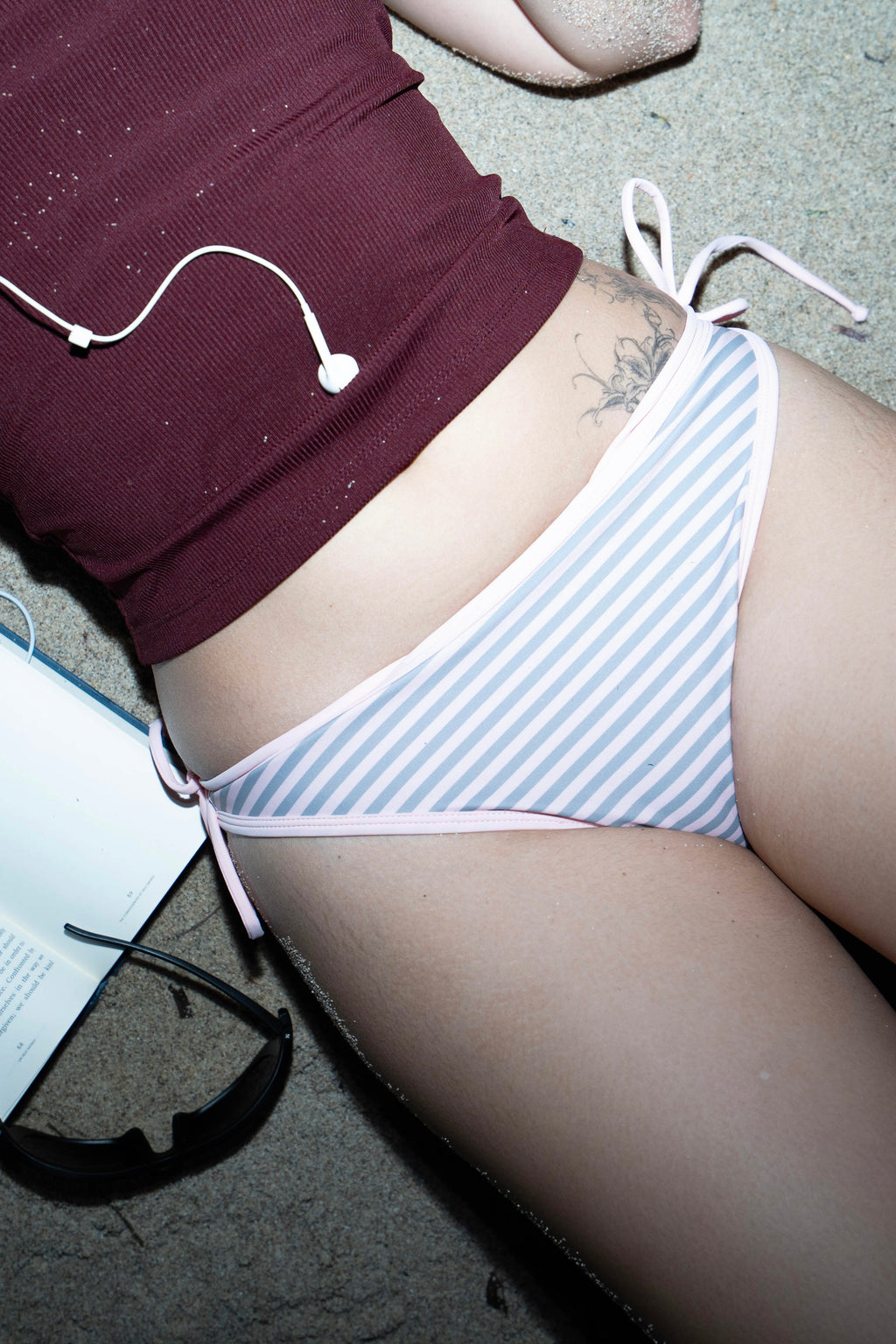 MAISIE BIKINI BOTTOM IN SOFT PINK STRIPES